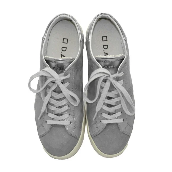 A6 Auth D.A.T.E. Stardust Silver Nubuck Leather Low Top Sneakers Size 6.5 EU 37 - Picture 3 of 6